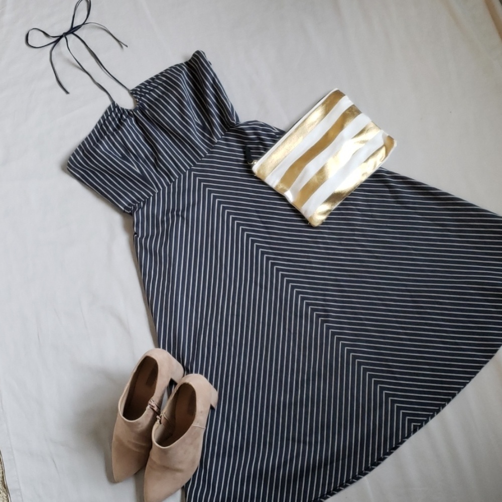 J Crew Striped Fit and Flare Dress